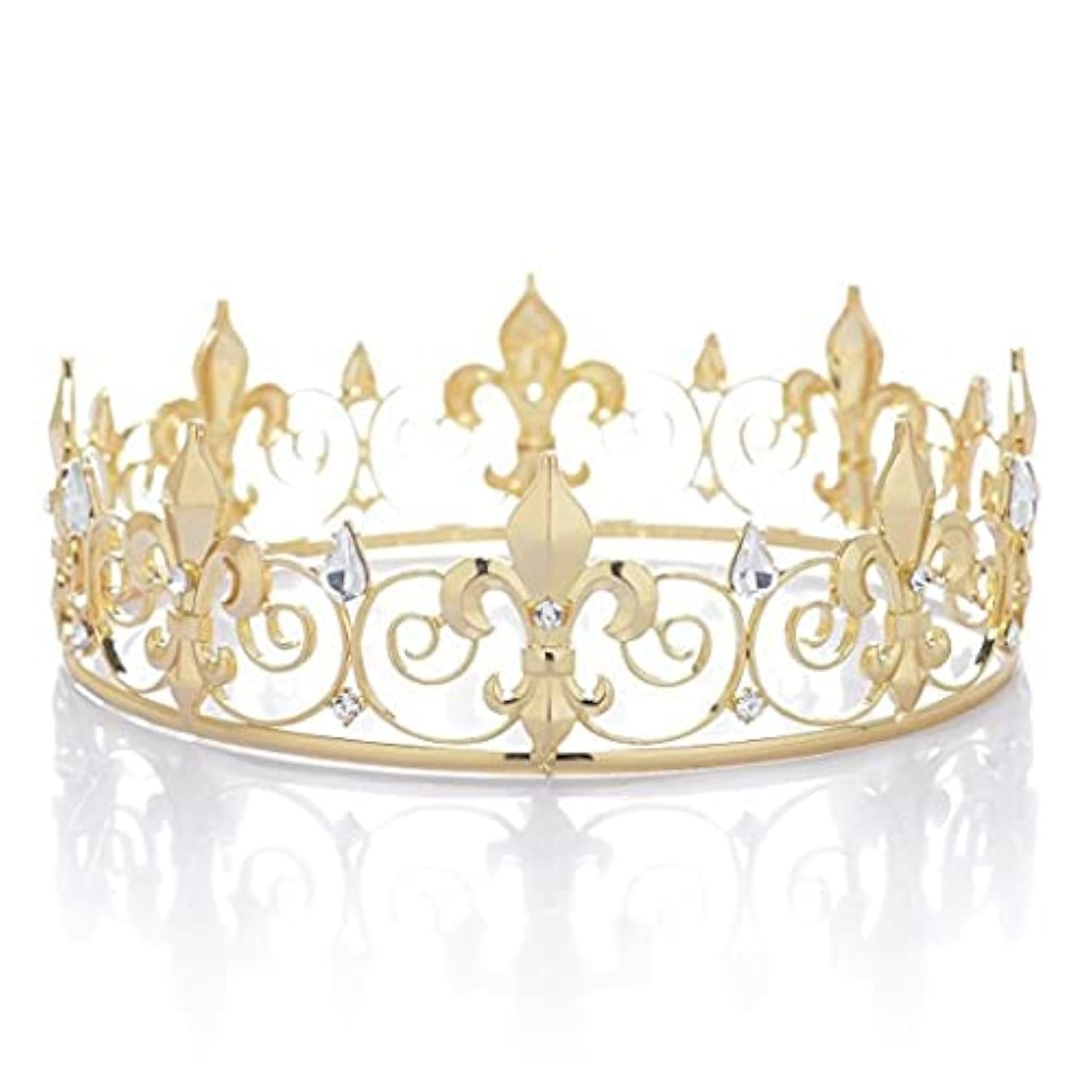Royal Full King Crown Metal Crowns And Tiaras For Men Cosplay Wedding Prom Party Decorations Crown Headpieces Accessories (Gold) — image 1
