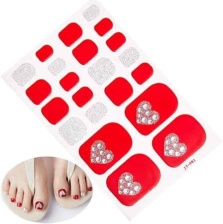 Amazon フットネイルシール可愛い おしゃれな ネイルファイル付き フルカバータイプ ジェルネイルシール 用貼るだけマニキュア ジェルネイル ネイルチップ ネイルシールステッカーデカール 赤 白 Cvs ビューティー 通販