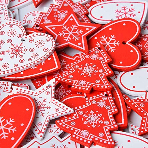 ZOYLINK 120 STK Weihnachtsbaumschmuck Holz Holzanhänger mit LED Lichterkette und Seil Christbaumschmuck Holz Christbaumanhänger Geschenkanhänger für Weihnachtlicher Dekoration