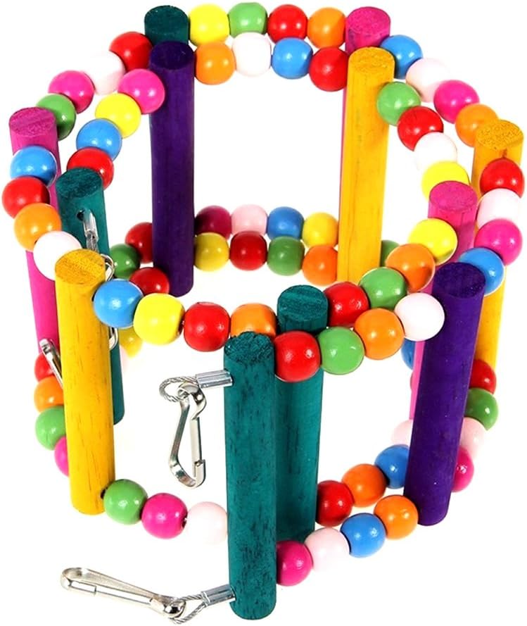 Mrli Pet Ladder Bird Toys for Bird Parrot Macaw African Greys Budgies Cockatiels Parakeet Hamster Rat Crawling Rainbow Bridge Wooden Cage Funny Perch Trainning Swing Toys 22 inches : Pet Supplies