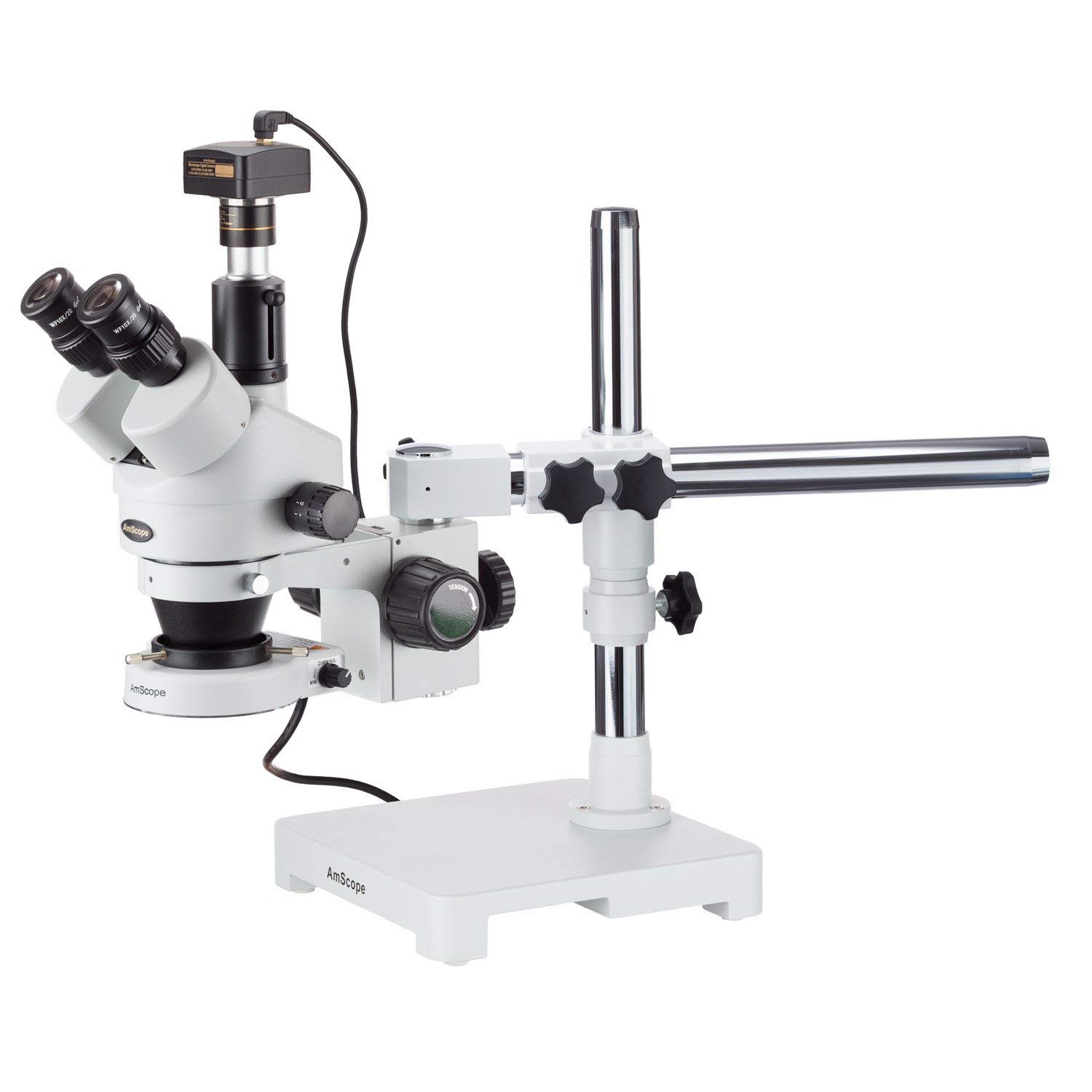 AmScope - 7X-90X Trinocular 80 LED Zoom Stereo Microscope on Boom Stand + 3MP USB Camera - SM-3TY-80S-3M