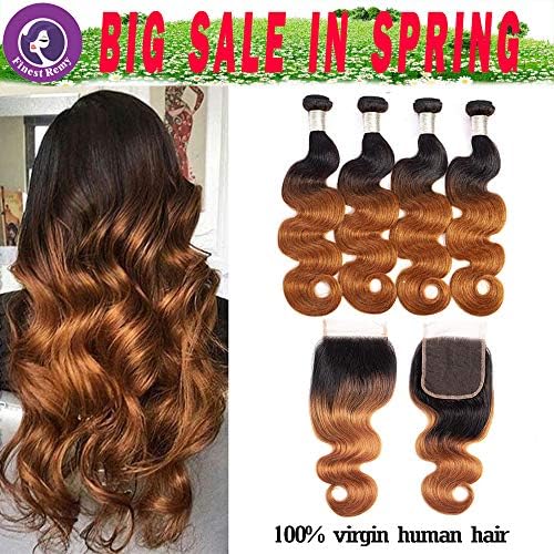 Finest Remy Big Sales Grade 7A Ombre Brazilian Virgin Body Wave Human Hair 4 Bundles Double Weft Extensions(18182020+16,1B/30)