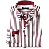 Paul Fredrick Men's Classic Fit Comfort Stretch Non-Iron Stripe Dress Shirt