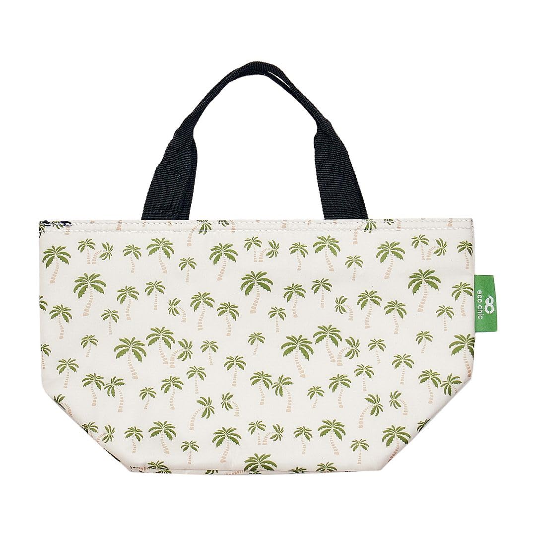 ECO CHIC Lightweight Foldable Insulated Lunch Bag Water Resistant Cooler Bag (Palm Tree Beige)
