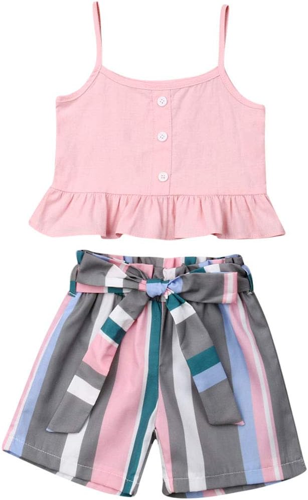 Toddler Baby Girl Floral Outfit Off Shoulder Crop Tops Tanks & Shorts Skirt Set Newborn Infant Summer Clothes