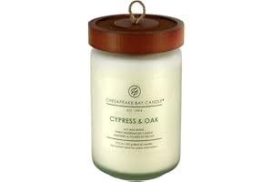 Chesapeake Bay Candle Heritage Collection Large Glass Jar Candle with Lid, Cypress & Oak