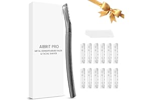 AIBRIT PRO Dermaplaning Tool for Face, Dermaplane Razor for Peach Fuzz with Metal Grip, Professional Eyebrow Razor for Women, Facial Razor for Women Black (12 Replaceable Blades)