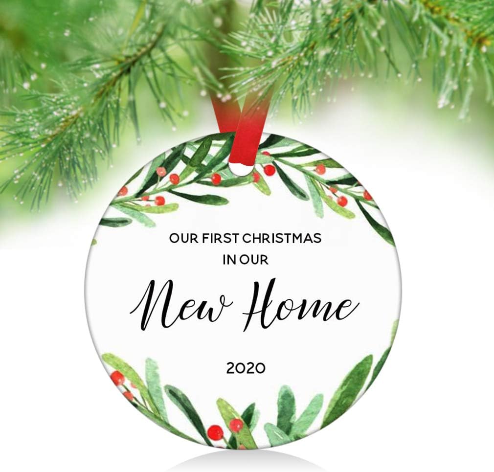 ZUNON Our First Christmas in Our New Home Ornaments 2020 New Couple Married Wedding Decoration 3" Ornament (New Home Ornament 1)