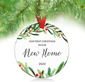 ZUNON Our First Christmas in Our New Home Ornaments 2020 New Couple Married Wedding Decoration 3" Ornament (New Home Ornament 1)