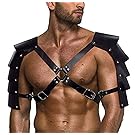 MyCHIC Men's Adjustable Leather Body Chest Harness Clubwear Costume (Double Shoulder Armors)
