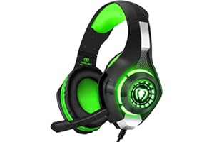 BlueFire Stereo Gaming Headset with Microphone for PS5 PS4 Xbox One Switch PC Mac – Wired Over-Ear Headphones with Surround Sound, Soft Memory Foam, Noise Canceling Mic, Light, 3.5mm Jack (Green)
