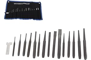 16Pcs Punch and Chisel Set, Mechanics Punches and Chisel Set with Storage Pouch, Pin Centre Taper Cold Gauge
