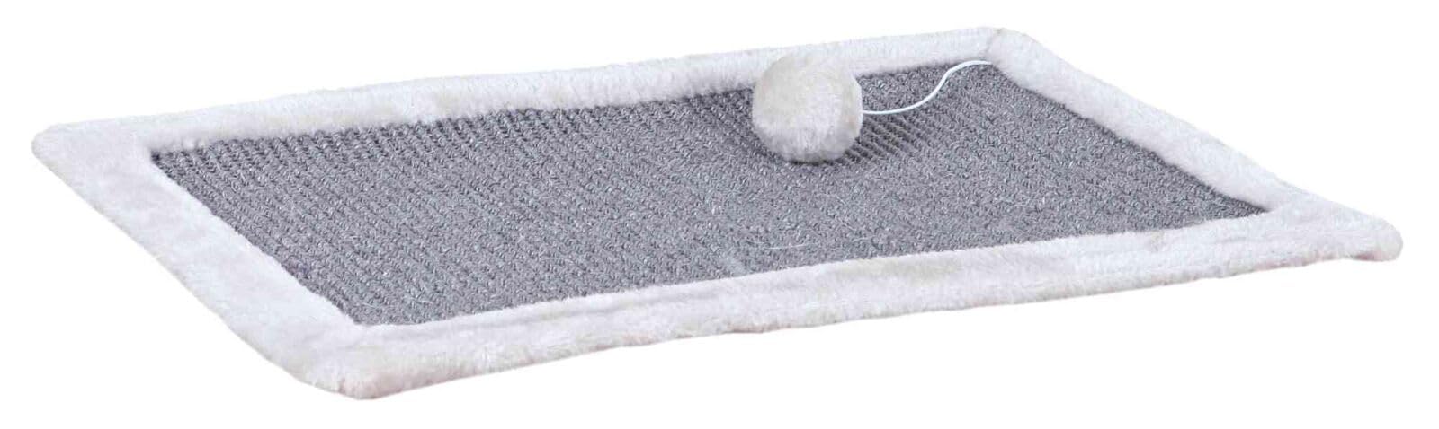 Cat Scratching mat with plush border, 55 × 35 cm, light grey