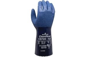 SHOWA Atlas CS720 Fully Coated Nitrile Glove, Seamless Knitted Liner, Chemical Resistant, 12" Length, Large (Pack of 12 Pairs