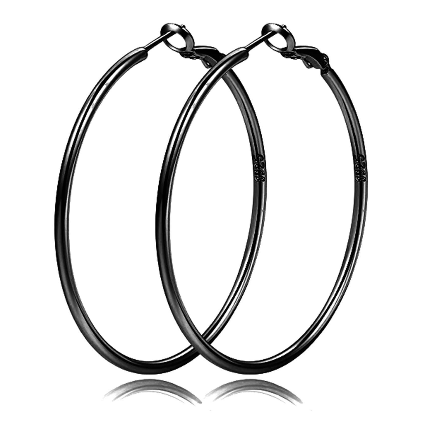 2mm Sterling Silver Big Hoop Earrings for Women
