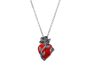 Love Rose Necklace Gothic Dark Design Wrapped Flower Heart Clavicle Chain Valentine's DayProfessional Processed