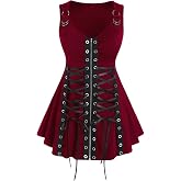 Rosegal Women's Plus Size Gothic Full Zipper Tank Top | Lace Up, Grommets, Full Zipper, Sleeveless Strap,plus size gothic tank top, plus size blouse, plus size tank top