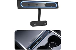 VIJIM Car USB Charger Multi Port for 2021 2022 2023 2024 Tesla Model 3/Y | Tesla USB Hub with Blue Led Light | Tesla Model 3/Y Accessories 100% Fit Center Console Adapter | Tesla Phone Charger