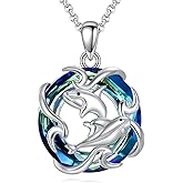 SHINYKEND 925 Sterling Silver Whale Necklace for Women, Whale Crystal Pendant Necklace Valentine's Day Birthday Mothers Day Graduation Ocean Animal Jewelry Gifts for Her Mom Girlfriend Daughter 18+2"