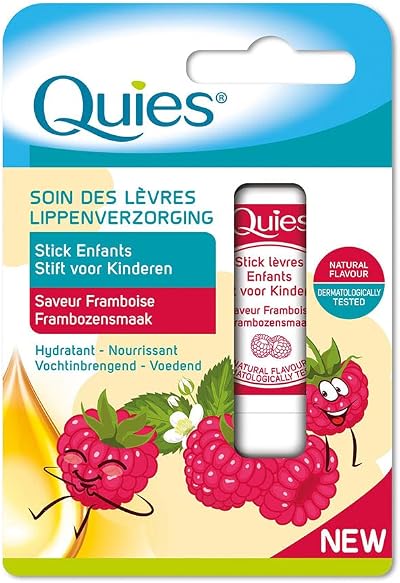 Quies Childrens Raspberry Lip Care Stick 4.5g Intense Hydration Shea Butter