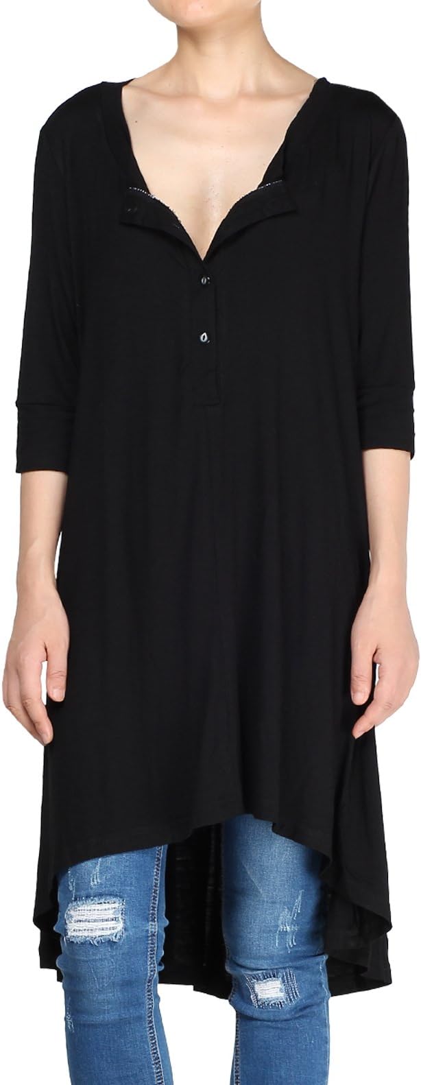 Women's Half Sleeve High Low Loose Tunic Tops Casual Tee Shirts