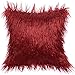 Kevin Textile Pack of 2, Christmas Decor Home Deluxe Soft Plush Merino Style Red Faux Fur Fuzzy Throw Pillow Cover Cushion Case for Bedroom Sofa Chair,18x18 Inch, Wine Red
