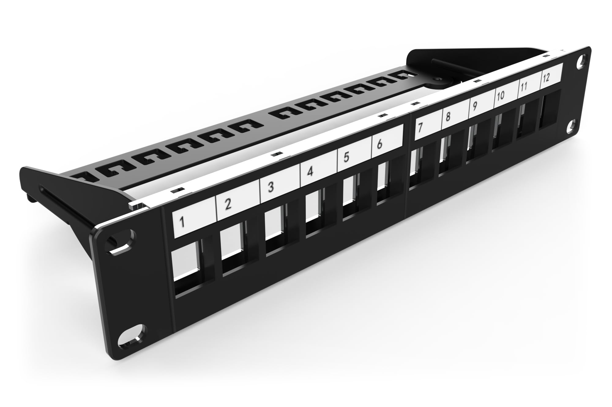 DIGITUS Patch Panel Modular - 12 Ports - 10-inch Rack Mount 1U - Keystone Module Distributor Field - Shielded - Black — image 1