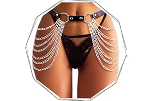 Brishow Leather Waist Chain Belt Black Chain Belts Festival Rave Outfits for Women