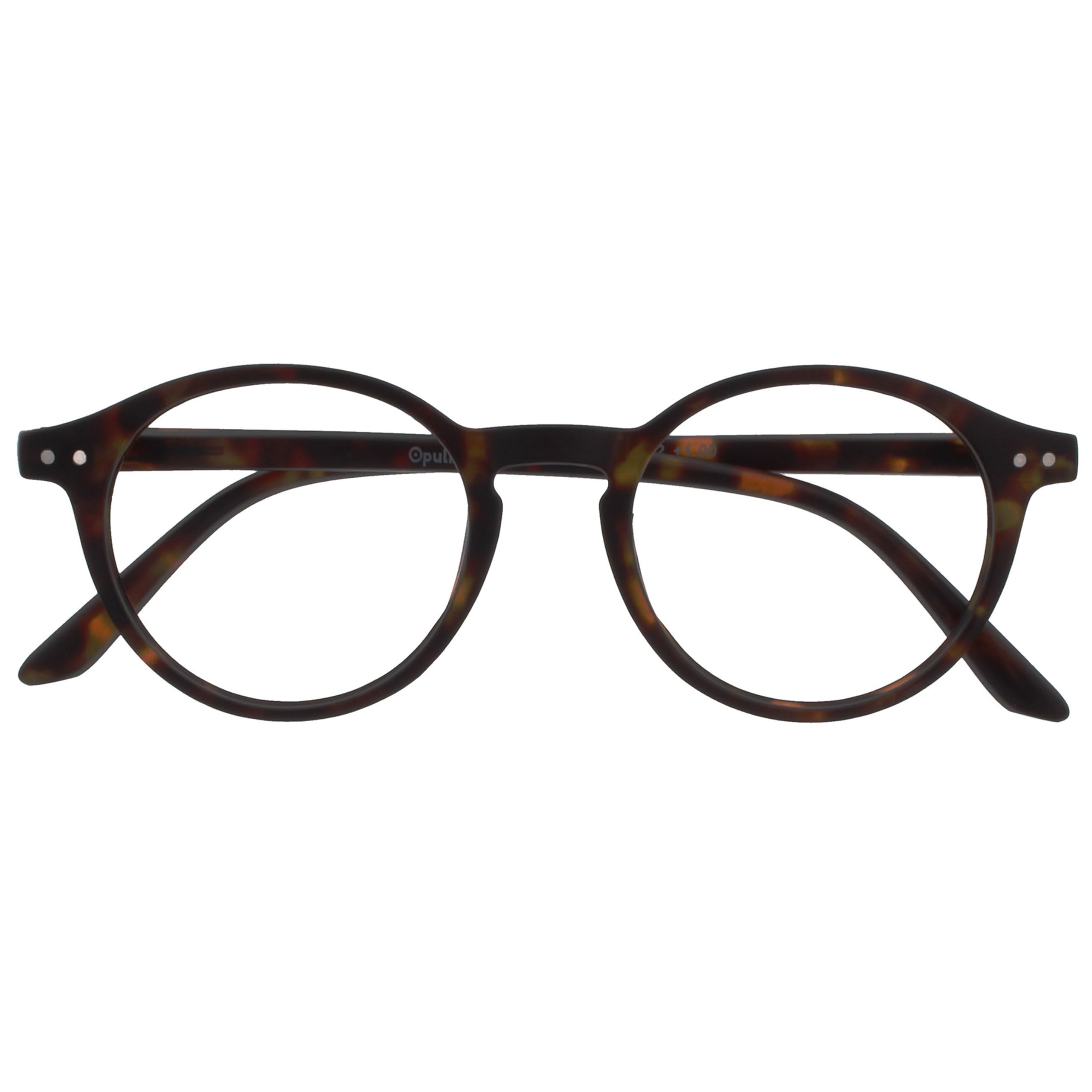 OPULIZE REY Reading Glasses - Retro Round Frame - Matt Brown Tortoiseshell - Mens Womens - Spring Hinges - R56-2 - +1.00