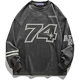 Aelfric Eden Oversized Crewneck Sweatshirts for Men Vintage Graphic Pullover Loose Fit Streetwear Long Sleeve Top