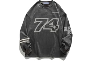 Aelfric Eden Oversized Crewneck Sweatshirts for Men Vintage Graphic Pullover Loose Fit Streetwear Long Sleeve Top