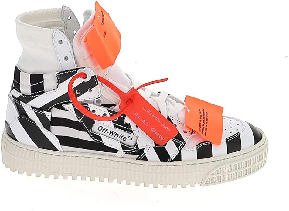 OFFWHITE OWIA112R197840160188 Women's White/Black Leather Hi top Sneakers