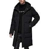 Gihuo Mens Long Puffer Jacket Winter Warm Hooded Outerwear Quilted Jacket Zip Up Padded Coats Outerwear