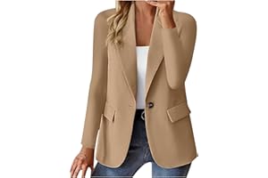 Women's Open Front Blazer for Business Casual Office Long Sleeve Lightweight Lapel Fully Lined Cardigan Suit Jacket