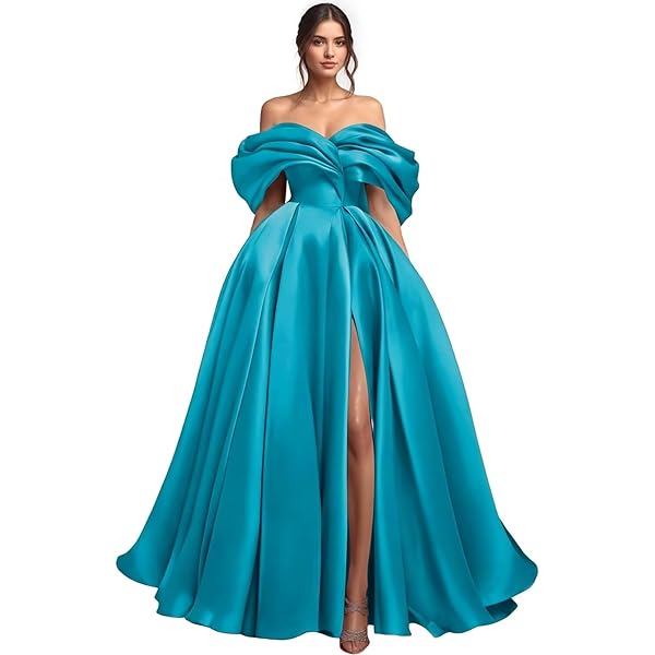Amazon.com: Womens Long Puffy Sleeve Prom Dresses Princess Ball Gown for  Women Satin Formal Party Wedding Evening Dress Turquoise US2 : Clothing,  Shoes & Jewelry