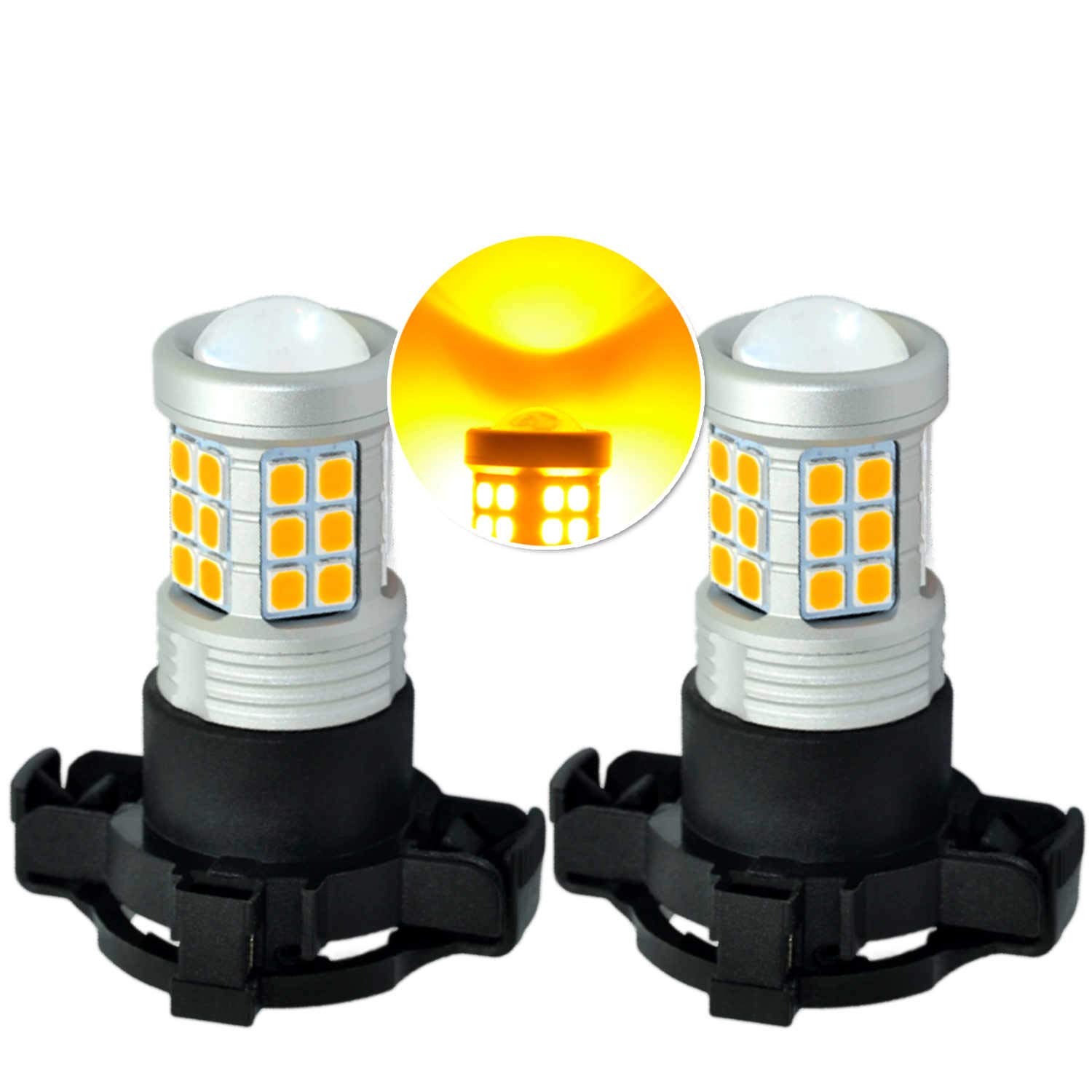 MCK Auto – PSY24W LED Canbus Bulbs Indicators Amber Orange Very Bright and Without Errors Compatible with Evoque - 2 Bulbs - Transform Your Ride