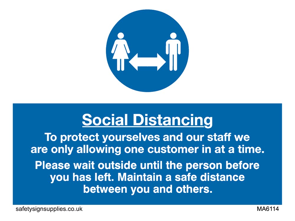 Pack of five - Social distancing to protect you and our staff Sign - 100x75mm - A7L