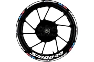 Awonderful 17 inch Wheel Rim Stickers Decals Tape - Compatible with BMW S1000R S1000RR 2009-2024 (Black, White, Blue and red Color Blocking, Main White Color)