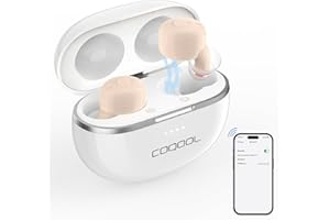 COQOOL Hearing Aids for Seniors, Bluetooth & Rechargeable Hearing Amplifier with Noise Cancelling, 16-Channels Invisible In-Ear Hearing Assist Devices w/Charging Case