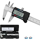 SCITOOLS Digital Caliper 0-4"/100mm Measuring Tool with Metal Ruler, Micrometer Caliper with Auto-Off Feature, Interchangeabl