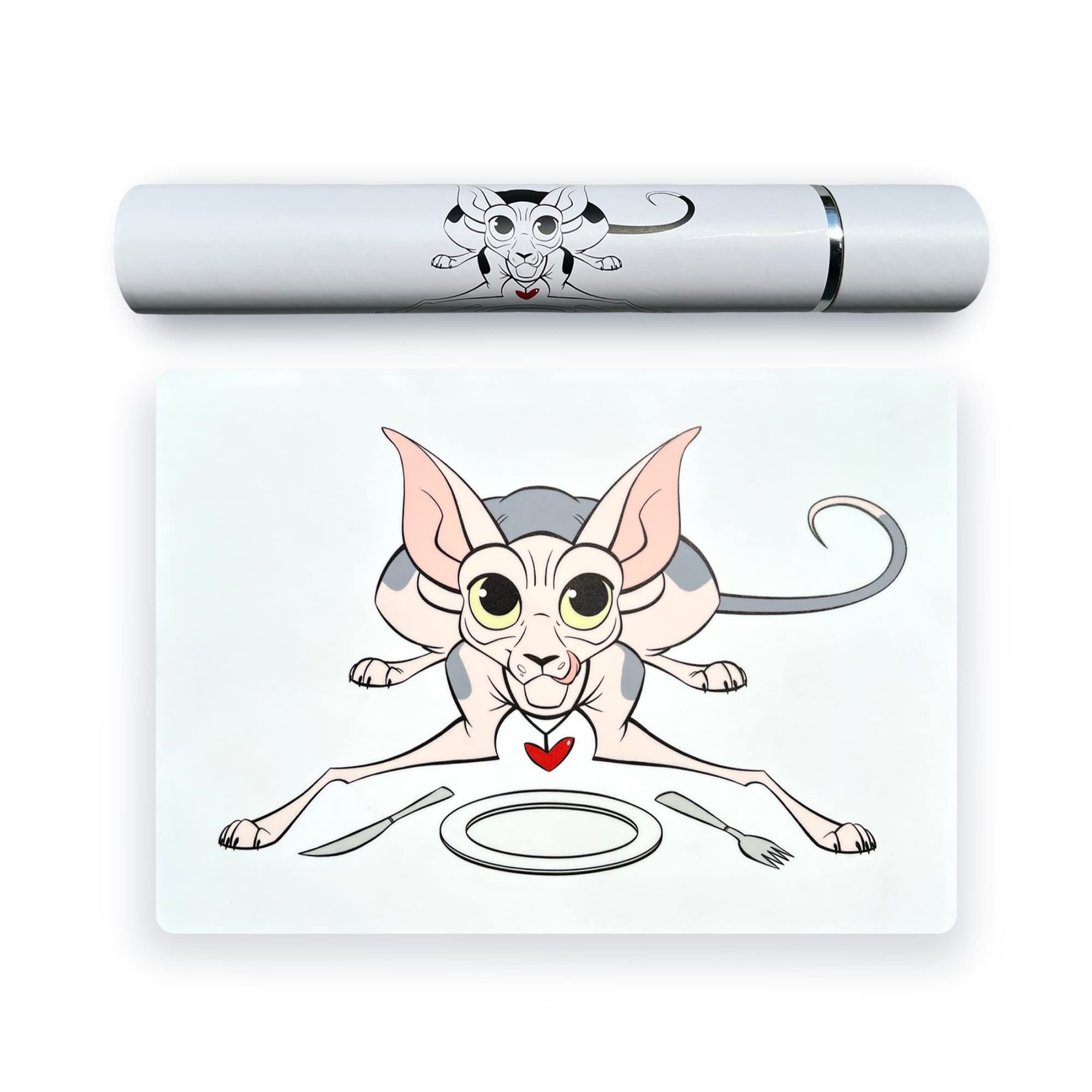 Silicon Cat Serving Mat, Waterproof Anti-Slip, Feeding mat for cats bowls 18"*13" (White)