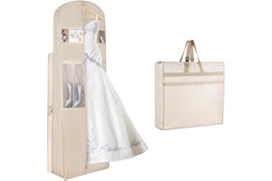 KEEGH Wedding Dress Garment Bag, 72” Tri-fold Bridal Dress Bags for Gowns, With Accessory Pockets and Adjustable Buckle Dress