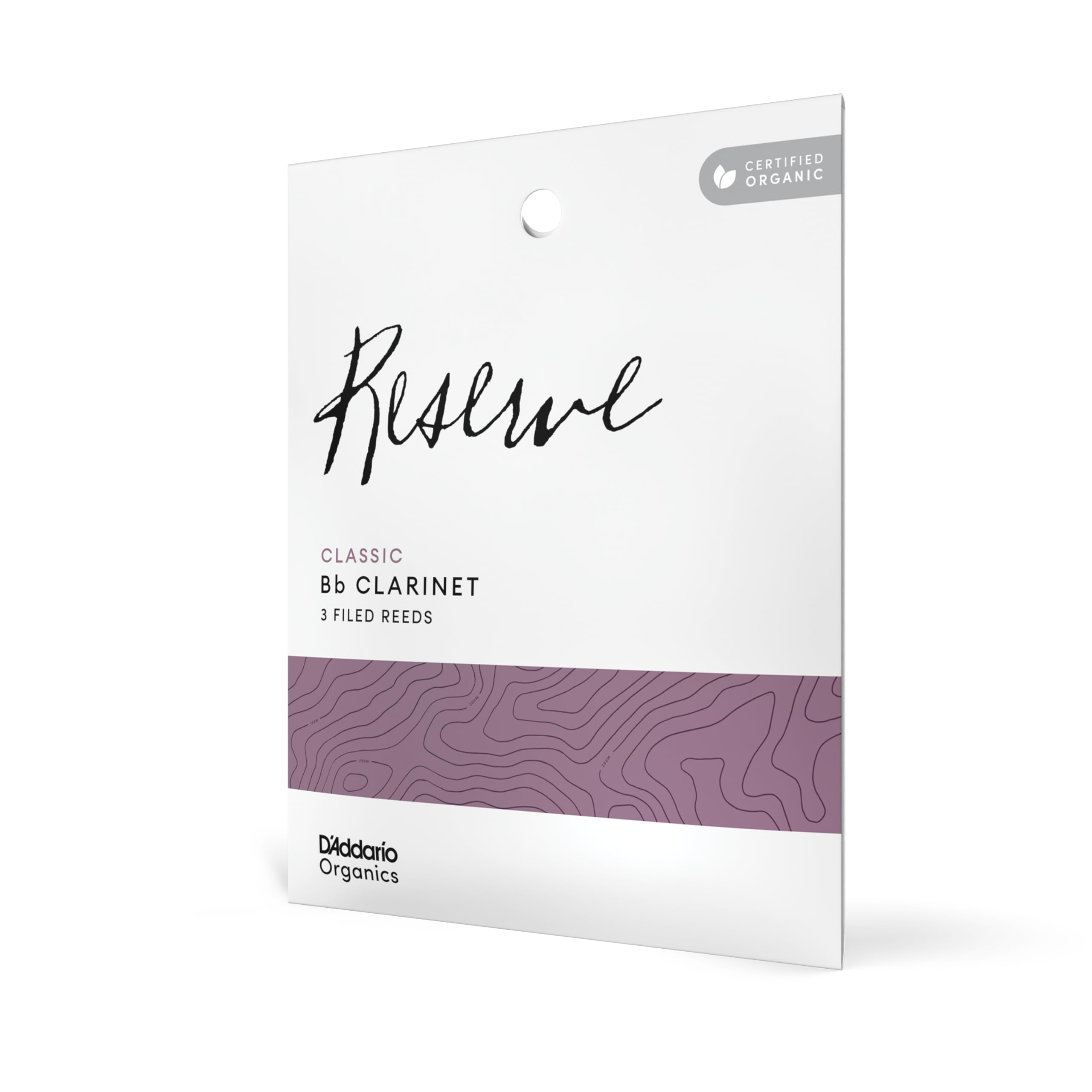 D'Addario Organic Reserve Classic Bb Clarinet Reeds - Reeds for Clarinet - Individually Sealed - 2.0 Strength, 3 Pack