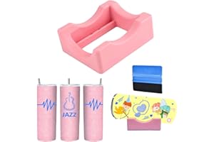 Riomh Cup Cradle for Tumblers, Silicone Tumbler Holder for Vinyl Decals, Tumbler Cradle Built-in Slot with Felt Edge Squeegee