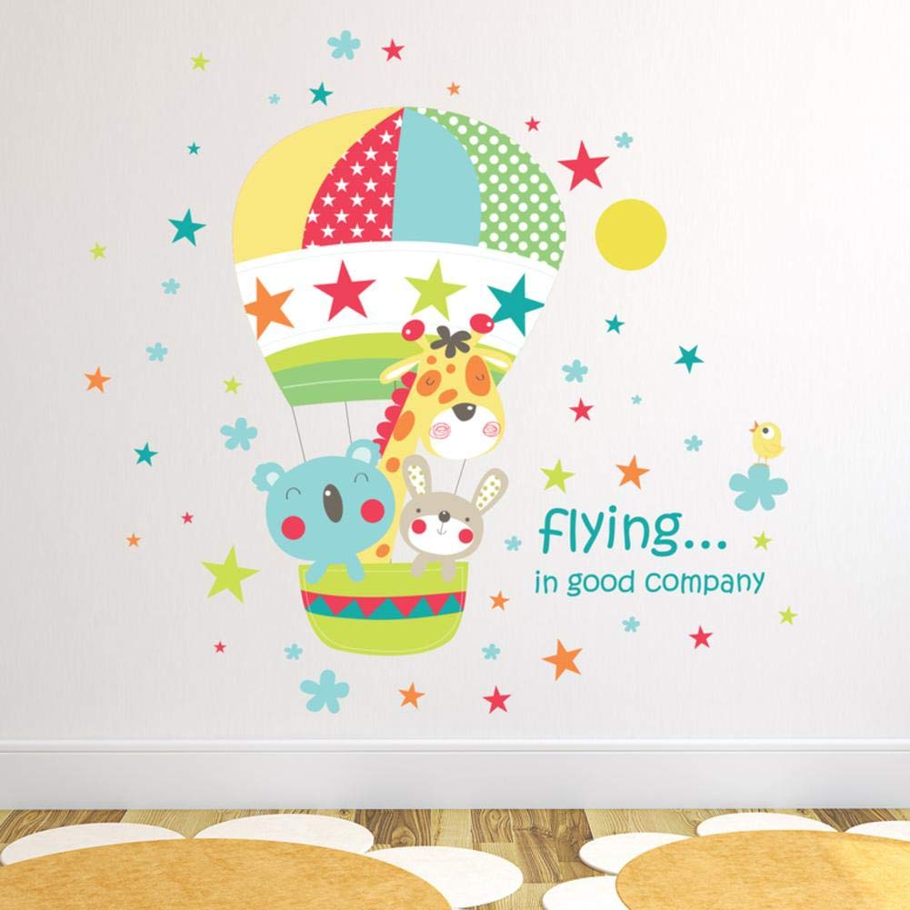 Walplus Wall Stickers "Best friends hot air balloon ride" Removable Self-Adhesive Art Decal Murals Nursery Restaurant Cafe Hotel Building Office Home Decoration