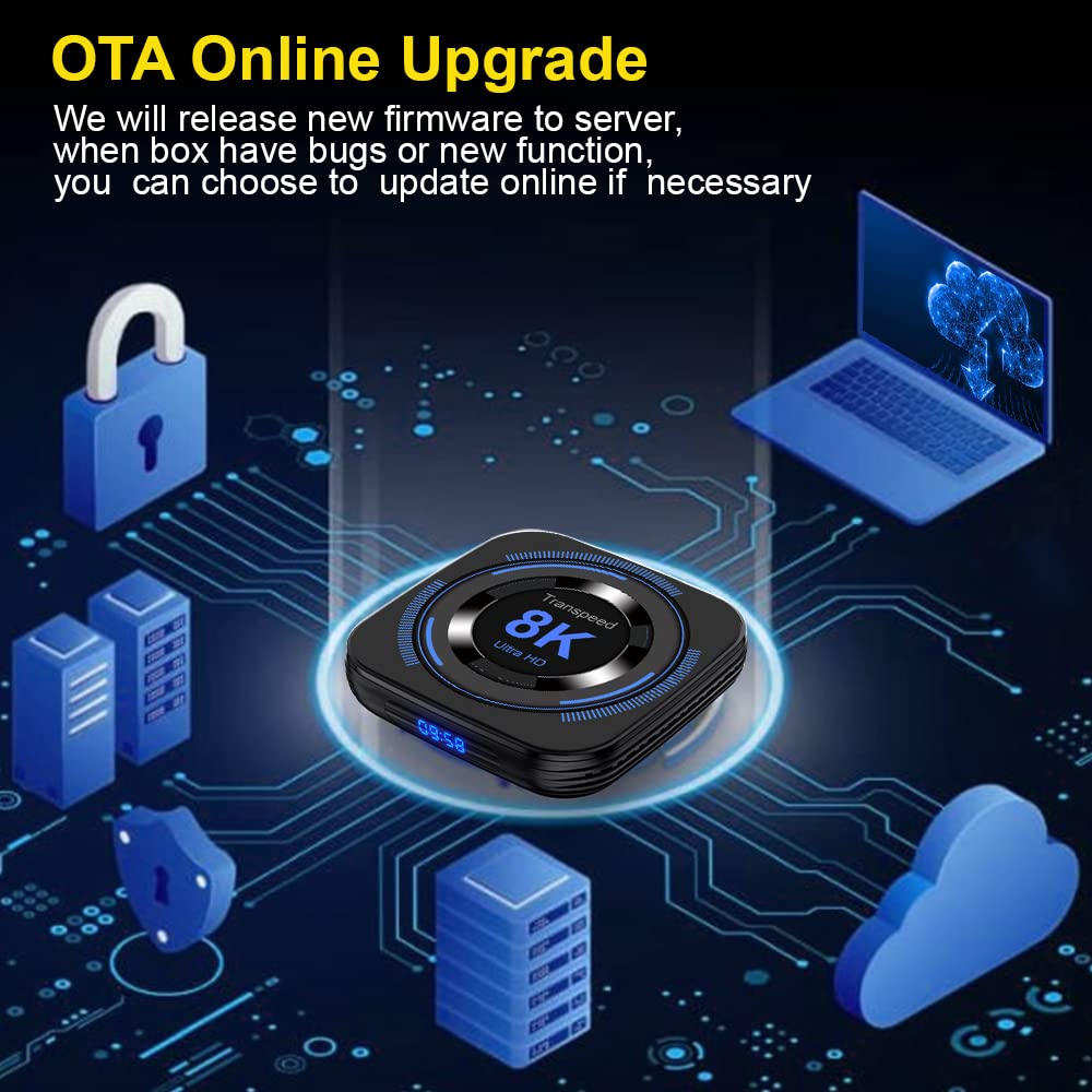 Android TV Box 12.0 2GB 16GB Support 8K Dual-WiFi 2.4G 5.8G TV Box Android H618 Chipset with HDR10 BT4.0 USB 2.0 3D Ethernet with Mini Backlit Keyboard