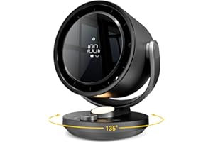 let'me Desk Fan, 100-Speed Table Fan with Digital Display, USB Rechargeable Portable Fan with Warm Night Light, 135°Auto Osci