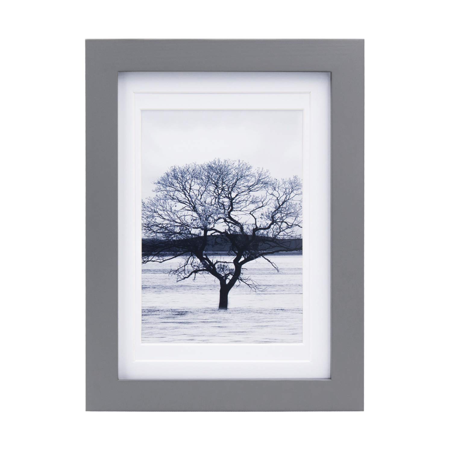 EGOFINE 7x5 Picture Frame,100% Solid Wood Frame with 4x6 Mat,7x5 Photo Frame with Acrylic Glass,17.8x12.7cm Small frame for Tabletop and Wall Mounting,Dark Gray