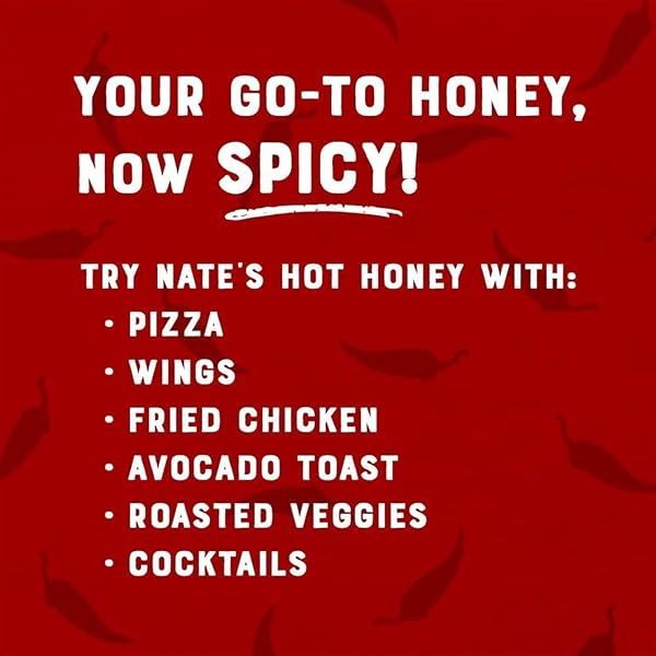 NATE’S HOT HONEY – 100% PURE HONEY INFUSED WITH HABANERO CHILI PEPPER FLAKES, AWARD-WINNING TASTE – 16 OZ SQUEEZE BOTTLE