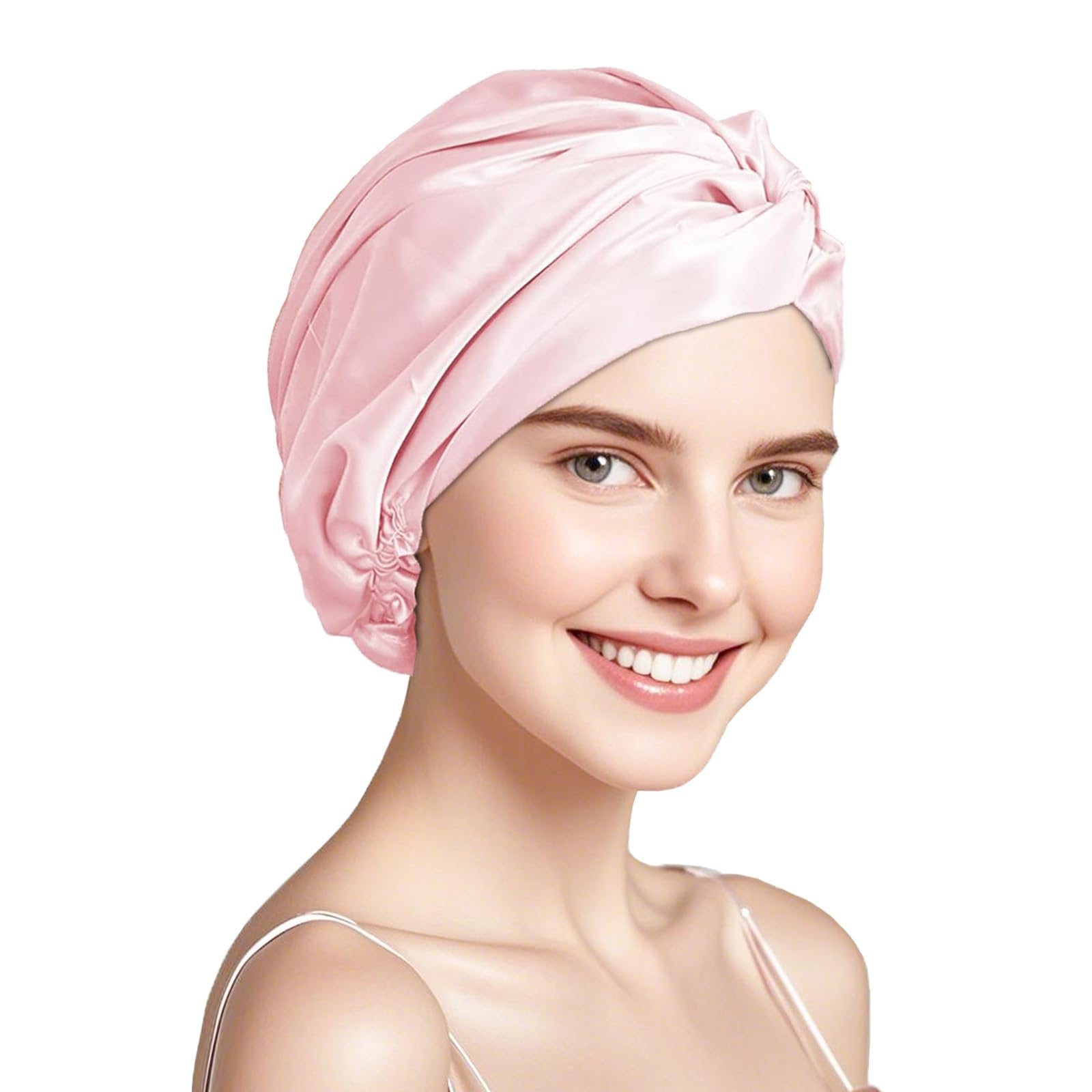 Townssilk 100% Mulberry Silk Women's Night Cap, 16 Momme Sleep Cap, Silk Shower Cap, Good for Hair Protection, Double Layer, Rose Pink